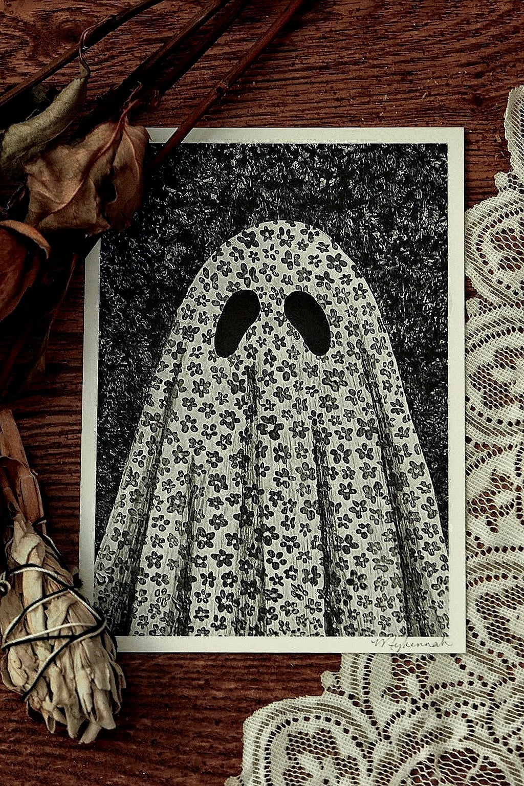 Grey Floral Ghost Fine Art Print